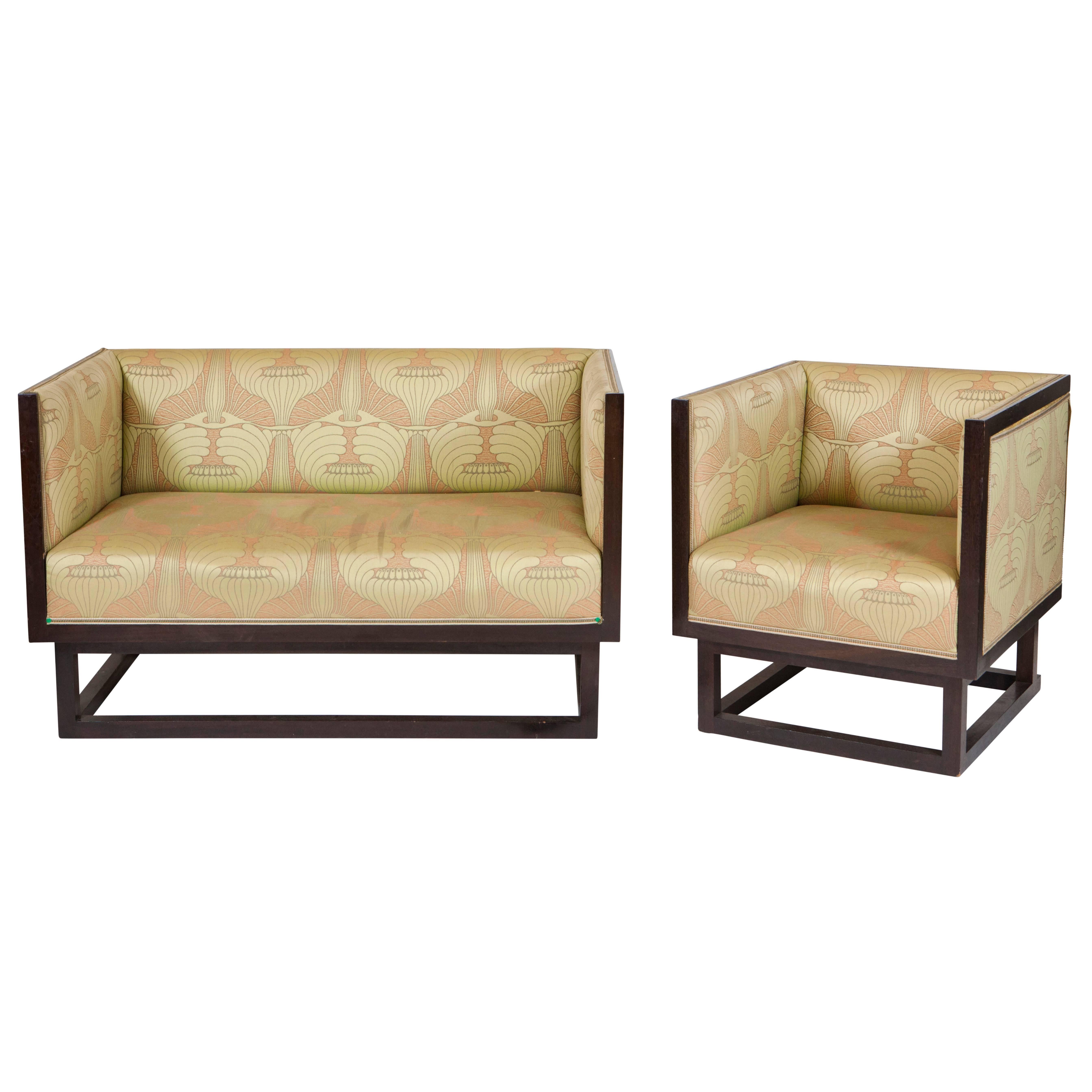 Art-Deco-Sofa und Bergere 