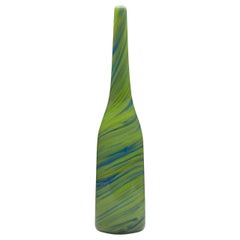 Italian Murano Gino Cenedese Signed Green Marbled Bottle Vase