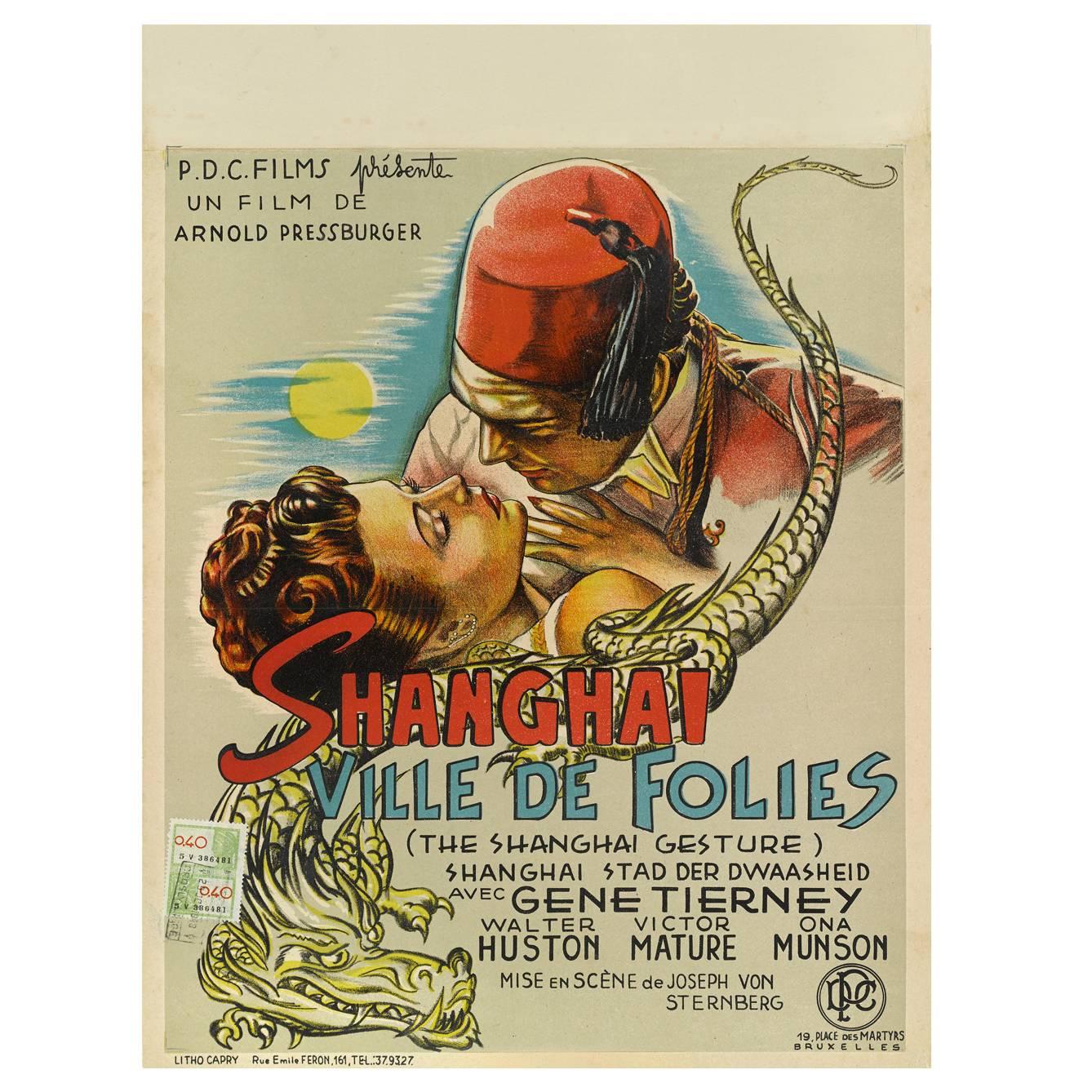 Affiche originale du film belge « Shanghai Gesture / Shanghai Ville De Follies » en vente