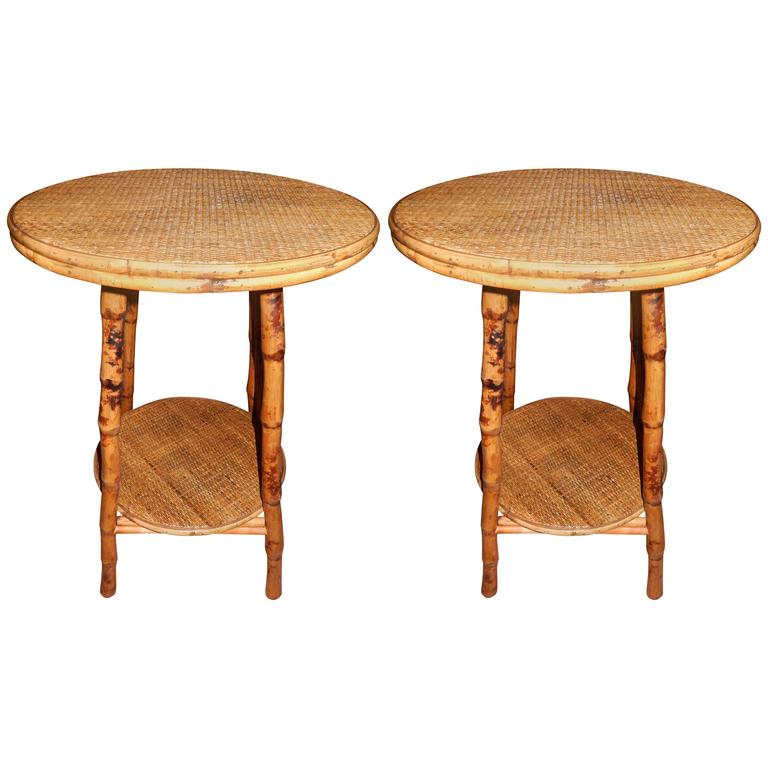 Pair of West Indian Bamboo and Cane Side Tables at 1stDibs