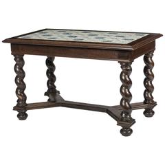 Baroque Style Delft Tile Top Table