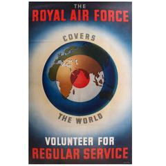 Vintage Original 1945 RAF Poster "The Royal Air Force - Volunteer For Regular Service"