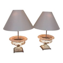 Pair of French Cast-Iron Urn Lamps