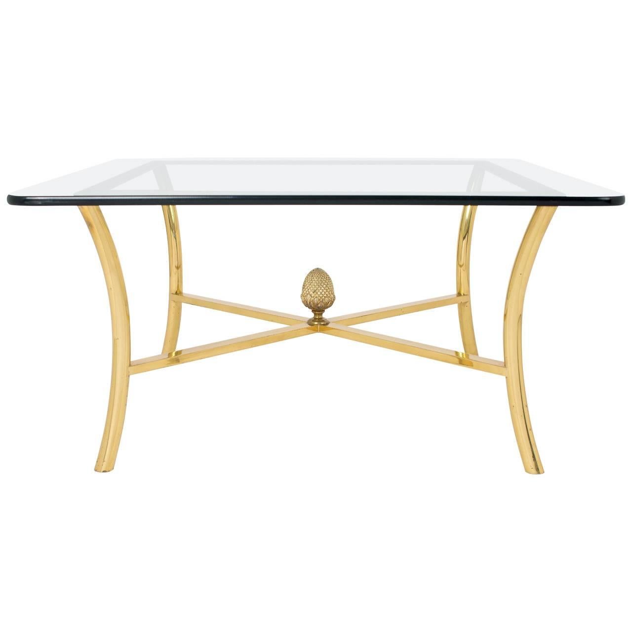 French Vintage Gilt Brass Coffee Table by Maison Raphael