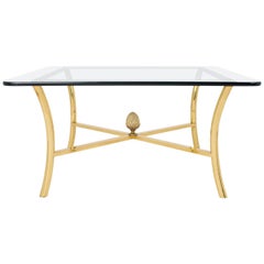 French Vintage Gilt Brass Coffee Table by Maison Raphael