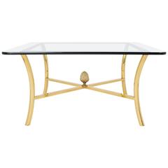 French Vintage Gilt Brass Coffee Table by Maison Raphael 6