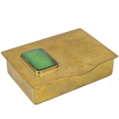 Dirk Van Erp Hand-Wrought Brass Box with Inset Tile