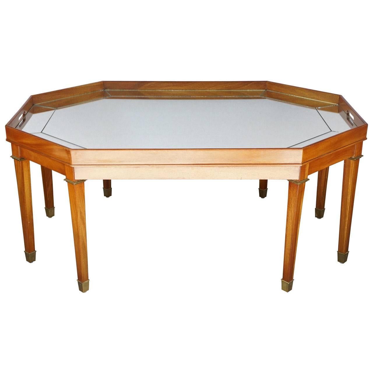  Vintage Blonde Mahogany and Mirror Topped Coffee Table by Ralph Lauren
