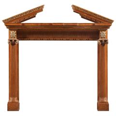 18th Century Used Carved Pine Fireplace Mantel