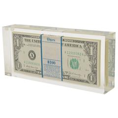 Tongue N Cheek Vintage Dollar Bill Allusion Pop Art Lucite Sculpture 8