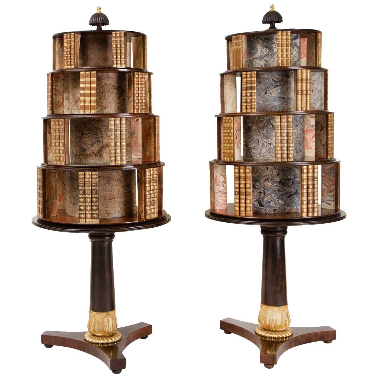 Regency Faux Rosewood and Gilt Book Stands For Sale