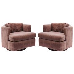 Pair of Mid-Century Modern Baughman Faceted Swivel Tub Chairs 11