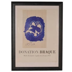 Vintage Lithography by Georges Braque for Louvre Museum, Printed by Mourlot in 1965