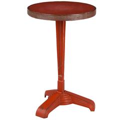 French Art Deco Bistro Table with Red Opaline Top, 1930s
