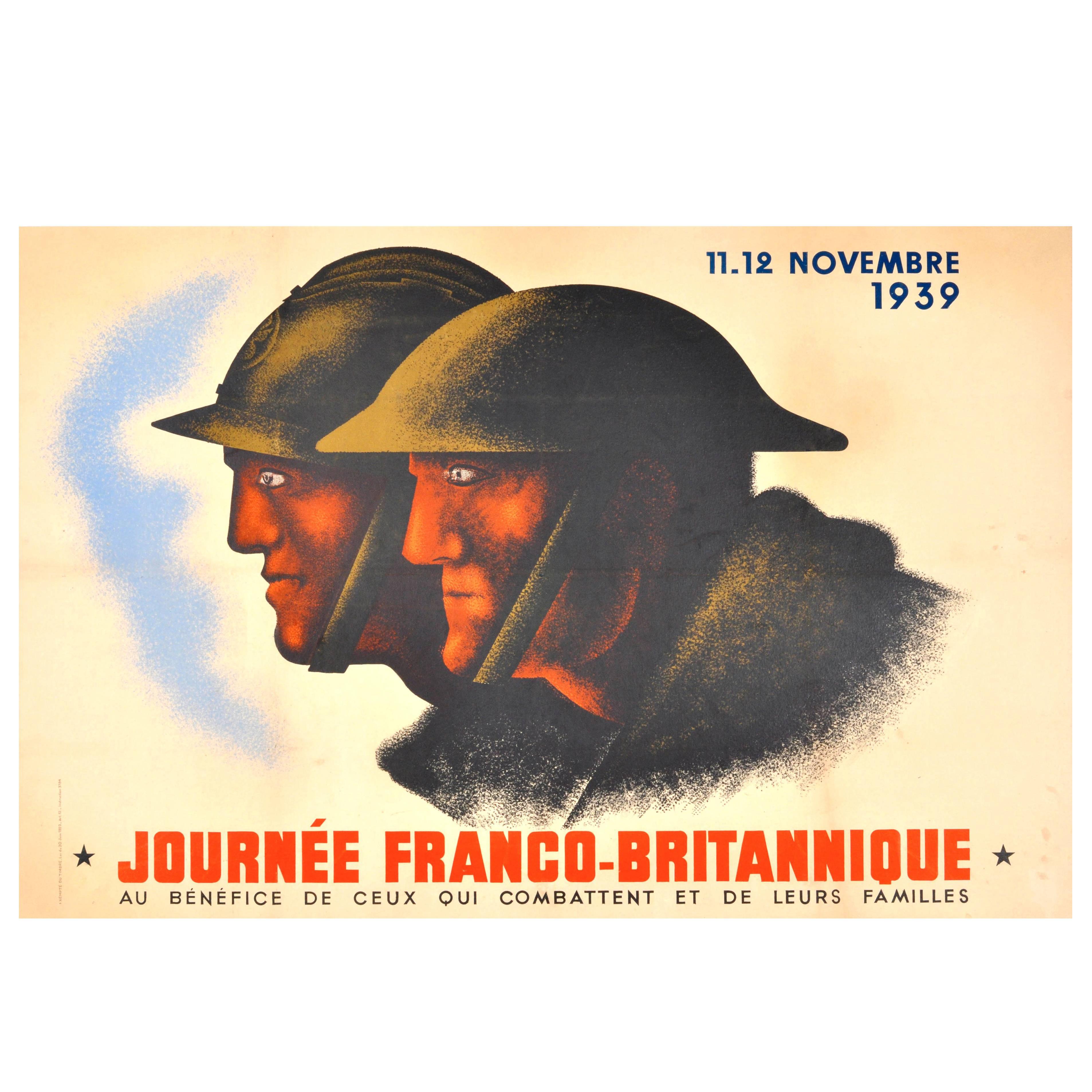 Original Vintage World War II Poster by Jean Carlu, “Franco-British Day, 1939”
