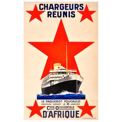 Original 1929 Advertising Poster for Chargeurs Reunis Cruises to West Africa