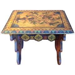American Folk Art "Youth and Knowledge" Trestle Table, circa 1900
