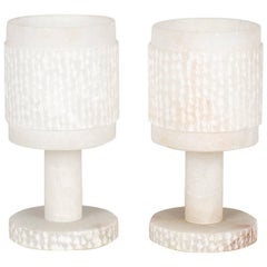 Spanish Vintage Pair of Alabaster Table Lamps