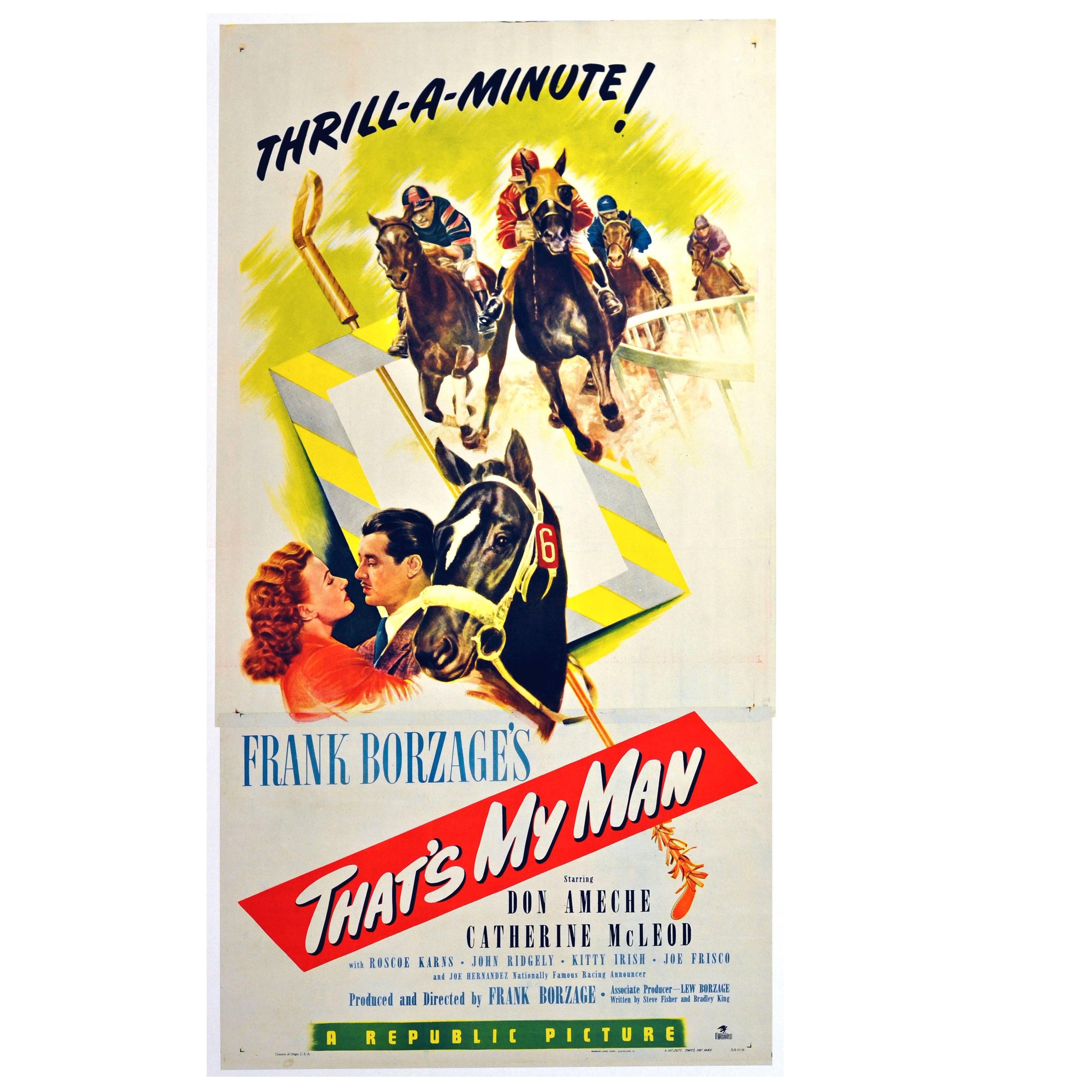 Original Vintage Movie Poster That's My Man Horse Racing Film feat. Race Track