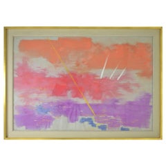 Sylvia Carewe, "Sunset on Masts" Pastel Painting, circa 1970