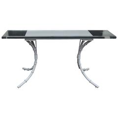 Faux Bamboo Lucite Top Console 6