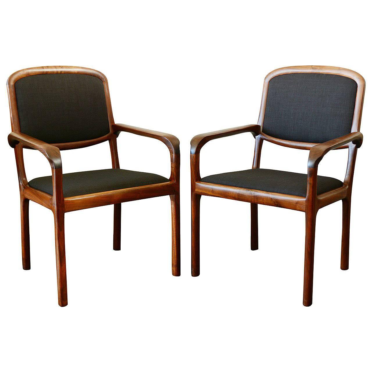 Pair of Studio Craft Walnut Chairs