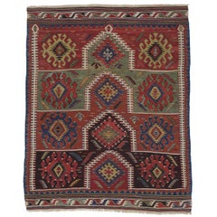 Kilim Rug with Ascending Arches