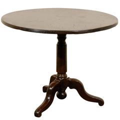 French Turn of the Century Round Pedestal Side Table with Dark Finish
