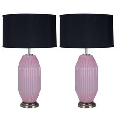 Pair of Cyclamen Murano Lamps