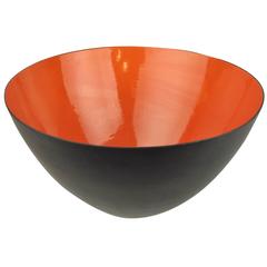 Large Enamel Orange and Matte Black Krenit Bowl by Herbert Krenchel 3