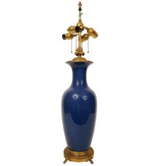 Blue Porcelain and Ormolu Table Lamp by E.F. Caldwell
