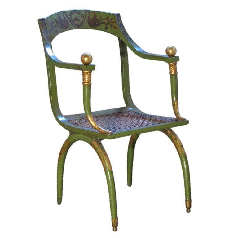 Bemalter Sessel aus dem 19. Jahrhundert von Jean-Joseph Chapuis