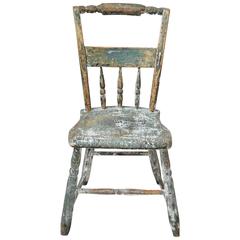 Antique Turquoise Wooden Chair
