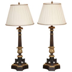 Paire de candélabres Charles X en bronze et bronze
