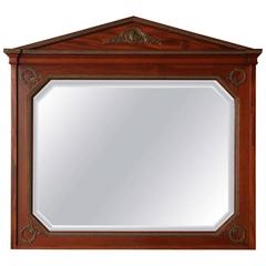 French Mahogany Mirror with Triangular Pediment 7