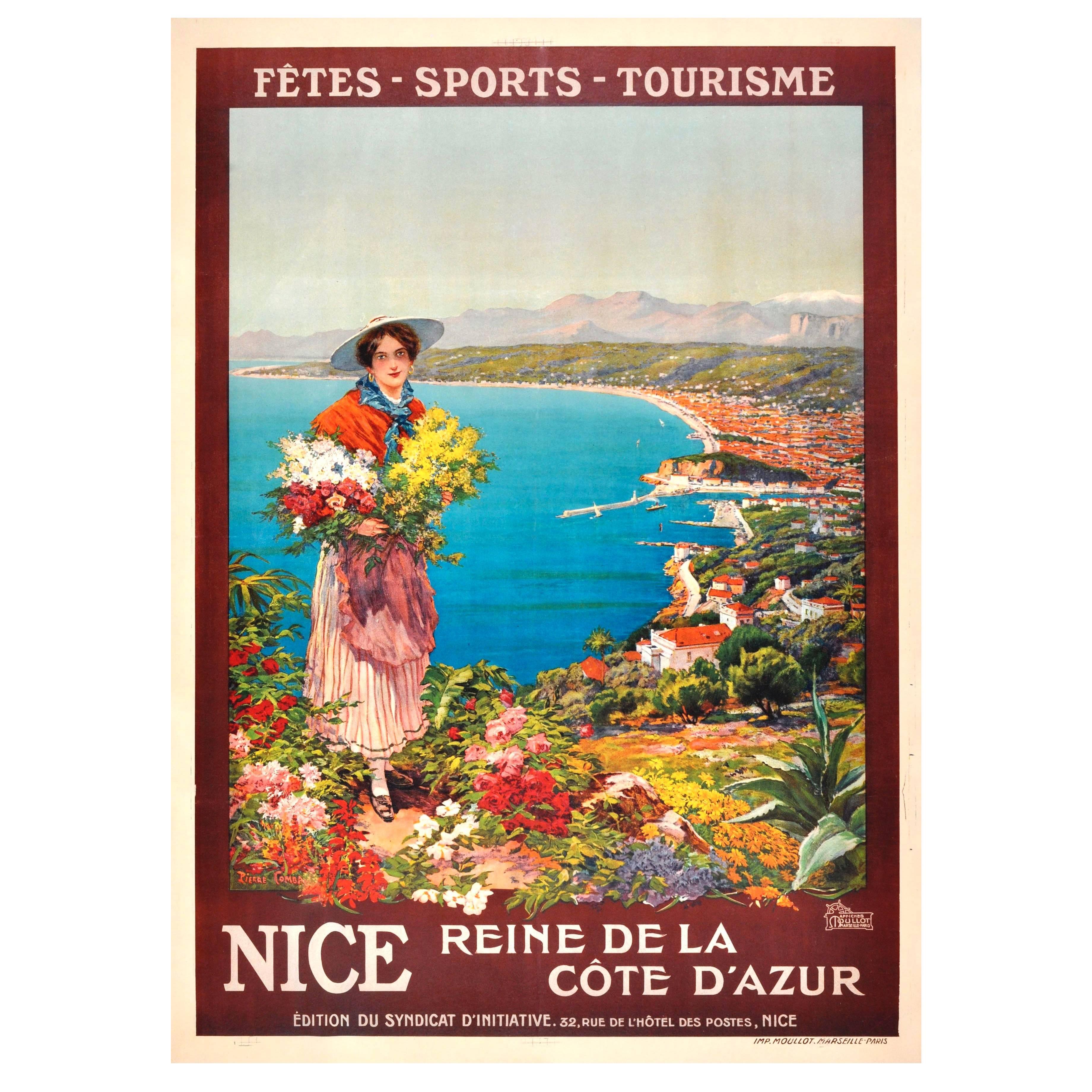 Original Antique Poster: Nice Reine De La Cote D'Azur - Queen of the Cote d'Azur