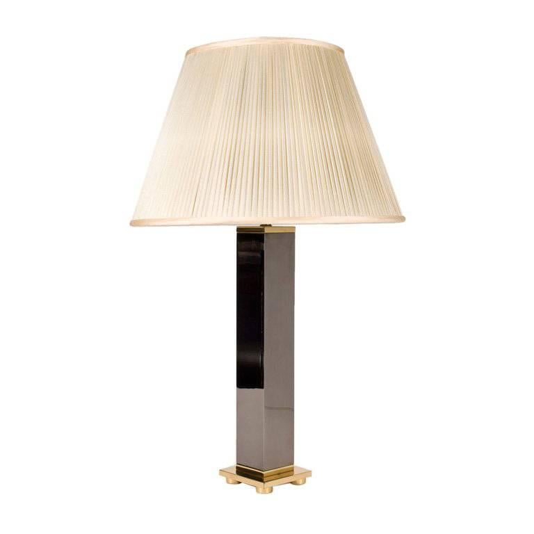 Brass and Gunmetal Table Lamp by Karl Springer