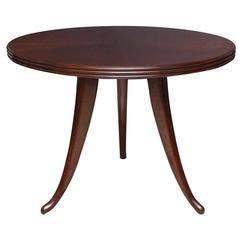Round Oak Center Table with Tripod Base, Italy, circa 1960