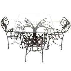 Lovely Wrought Iron Garden Patio Set with Glass Table 12