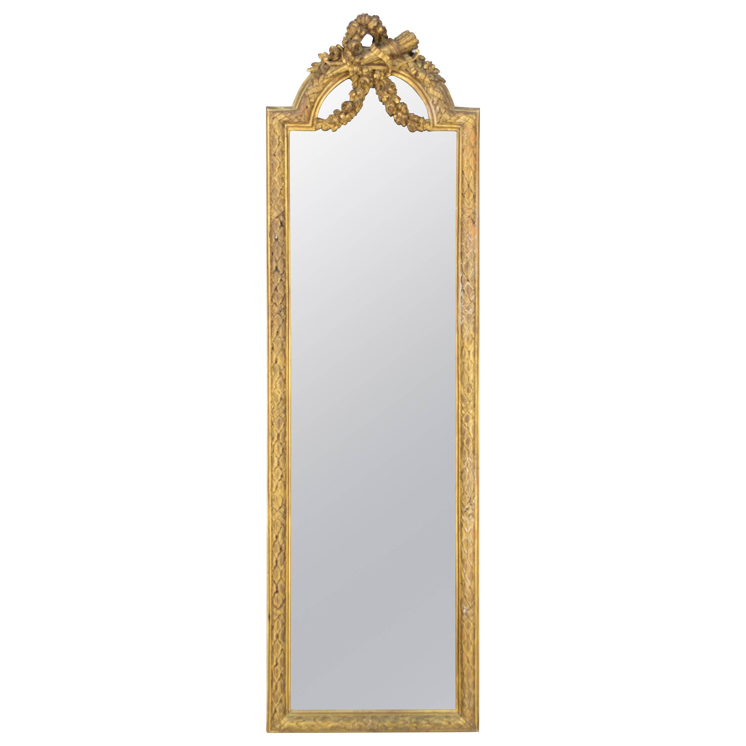 19th C. French Louis XVI Style Giltwood Mirror