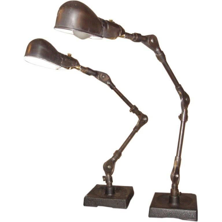 Pair of Industrial Table Lamps by Fostoria For Sale