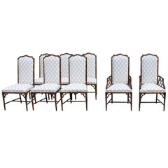 Set of Eight Henredon Faux Bamboo Dining Chairs