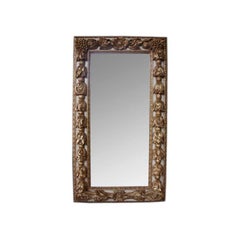 Antique Large-Scaled and Deeply Carved Continental Baroque Style Rectangular Mirror