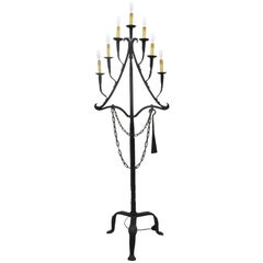 18th Century French Seven-Light Wrought Iron Church Floor Lamp from the Pyrenees