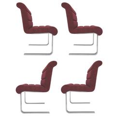 Set of Four Lugano Cantilever Dining Chairs by Mariani for Pace Collection
