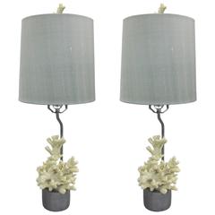 Pair of French Mid-Century Coral Style Lamps in Spirit of Jean Michel Frank