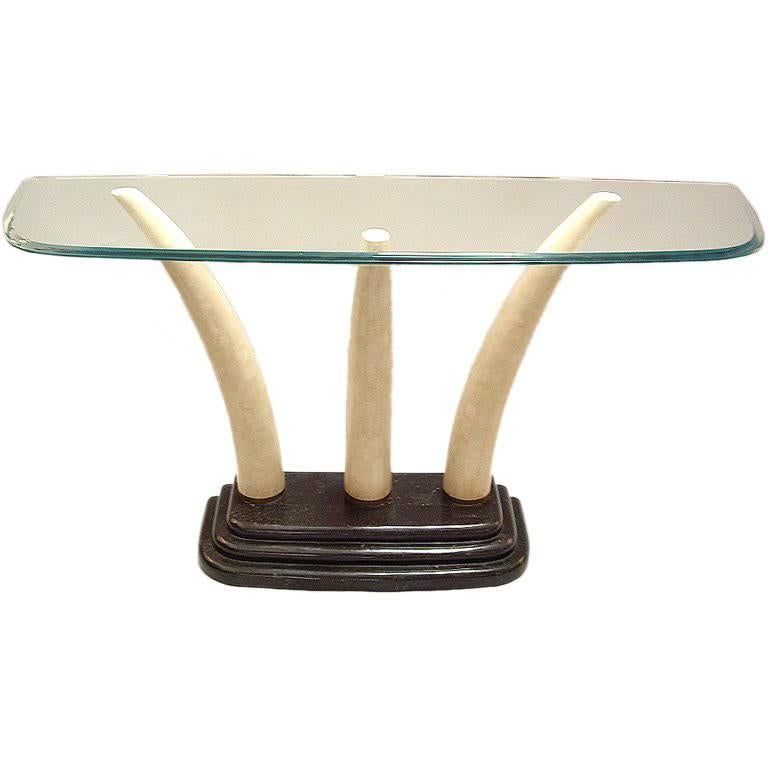 Console Table by Maitland Smith Stone and Glass 