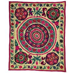 Retro Central Asian Embroidered Wall-Hanging or Bed Cover