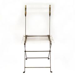Lucite and Brass Folding Chairs