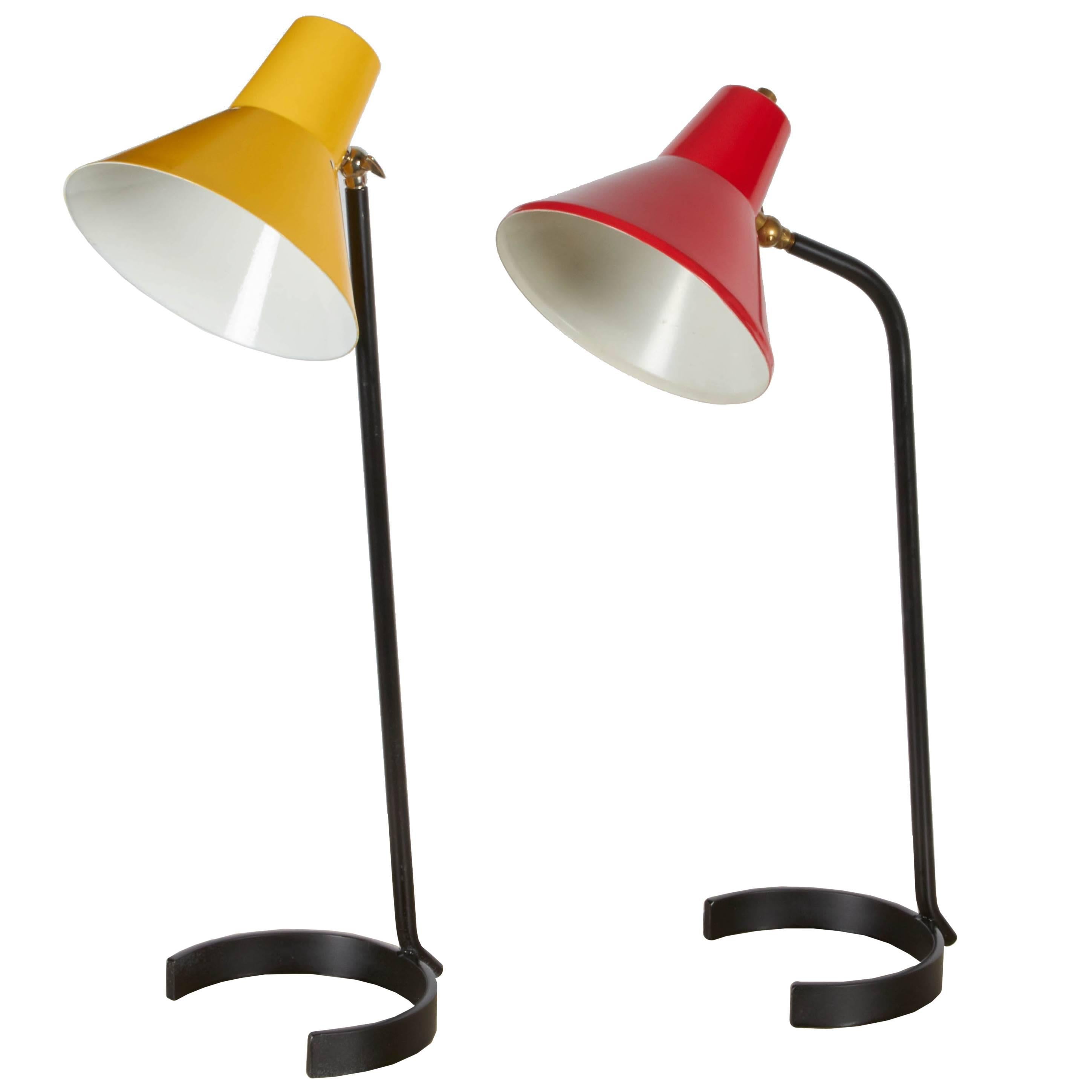 Two Iron and Steel Desk Lamps by JJM Hoogervorst for Anvia, 1960s